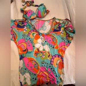 Trina Turk coverup and swimsuit top. Coverup OS. Top is L